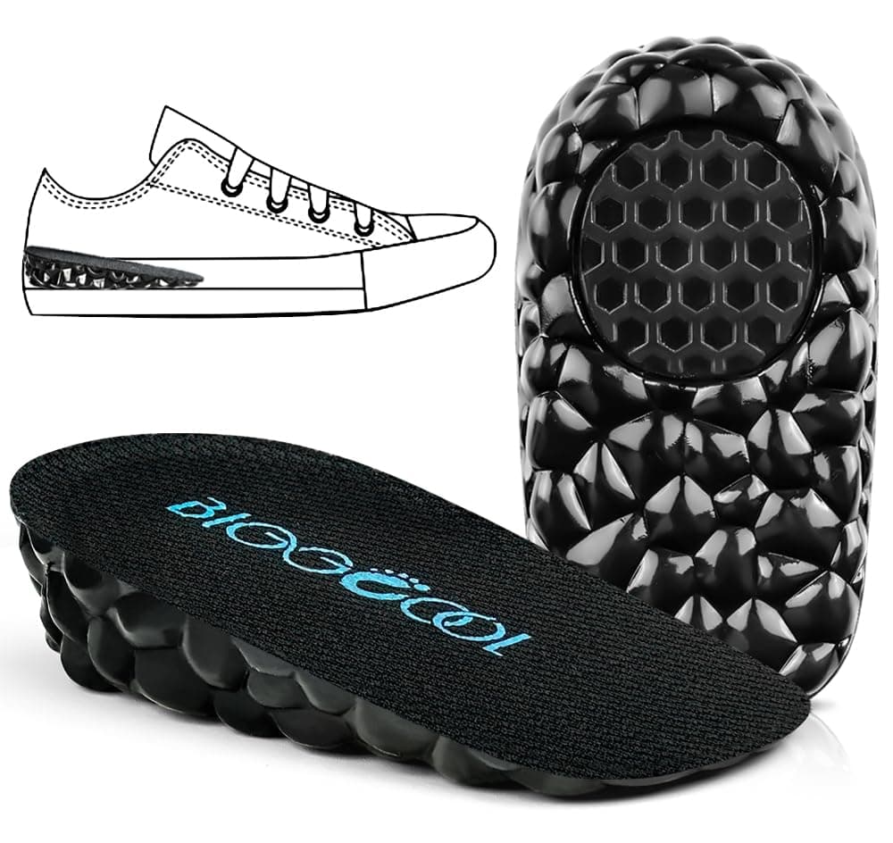 Invisible Height Boost Heel Insoles for LLD (Black, Large, 0.6" Height)