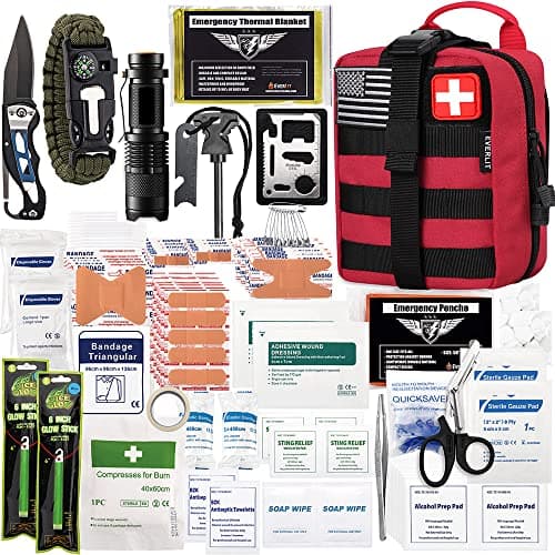 250 Piece Survival First Aid Kit for Outdoor Emergencies — Red