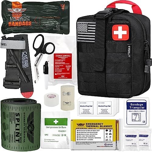 EVERLIT CAT GEN-7 Tourniquet & Splint IFAK for Critical Wounds (Camouflage) — Black