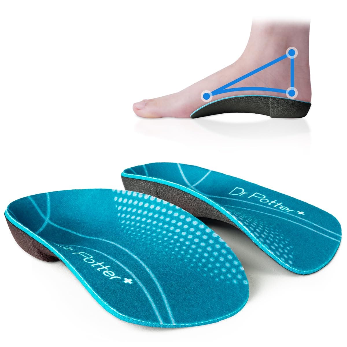 High Arch Support 3/4 Orthotic Insoles for Plantar Fasciitis and Heel Pain (X-Large)