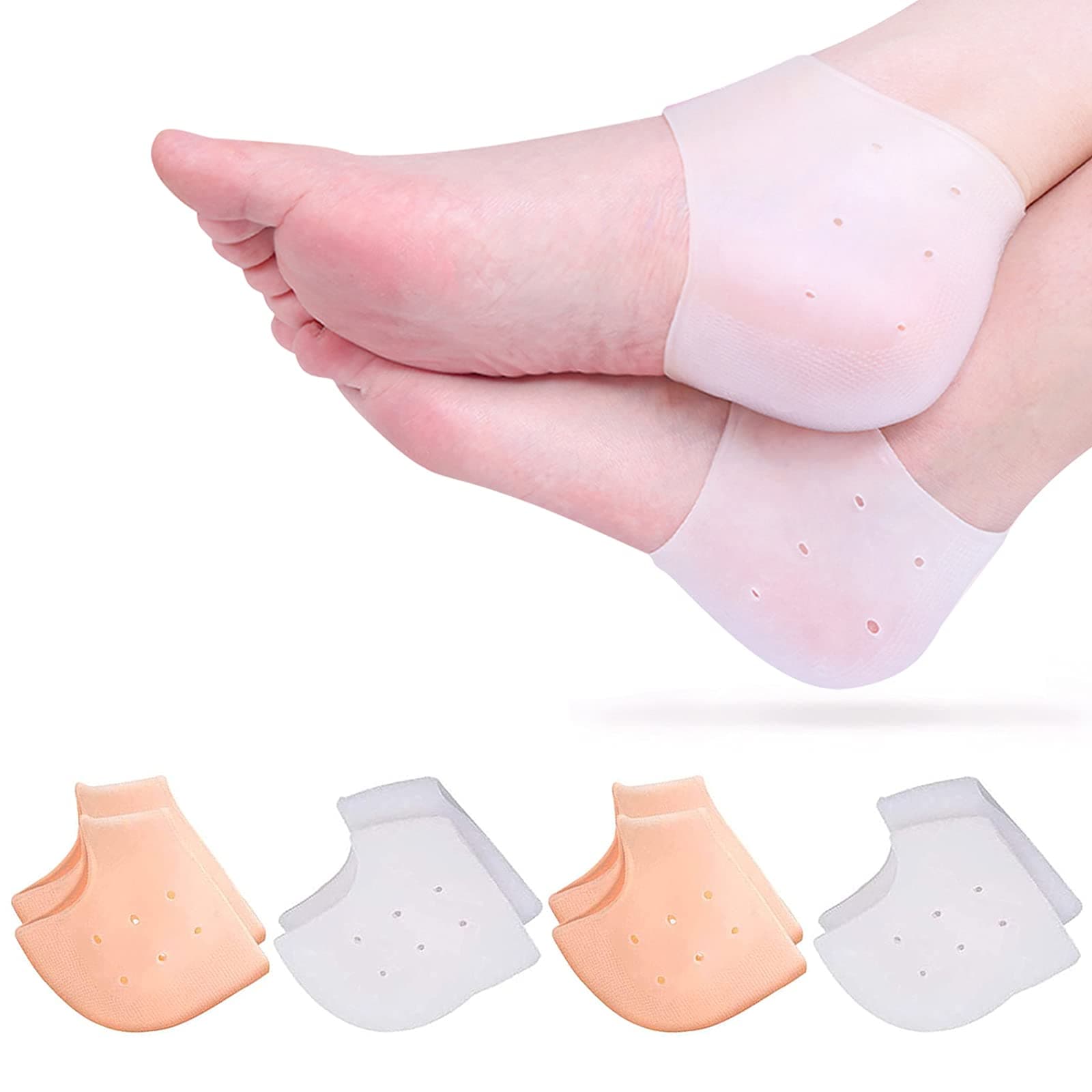 Silicone Gel Heel Protectors, 4 Pairs for Blister Prevention & Pain Relief