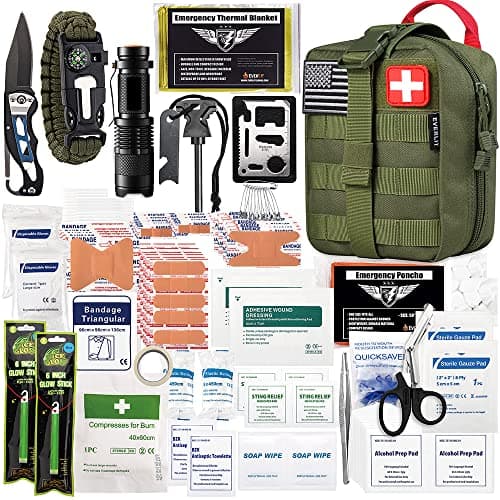 250 Piece Survival First Aid Kit for Outdoor Emergencies — Od Green