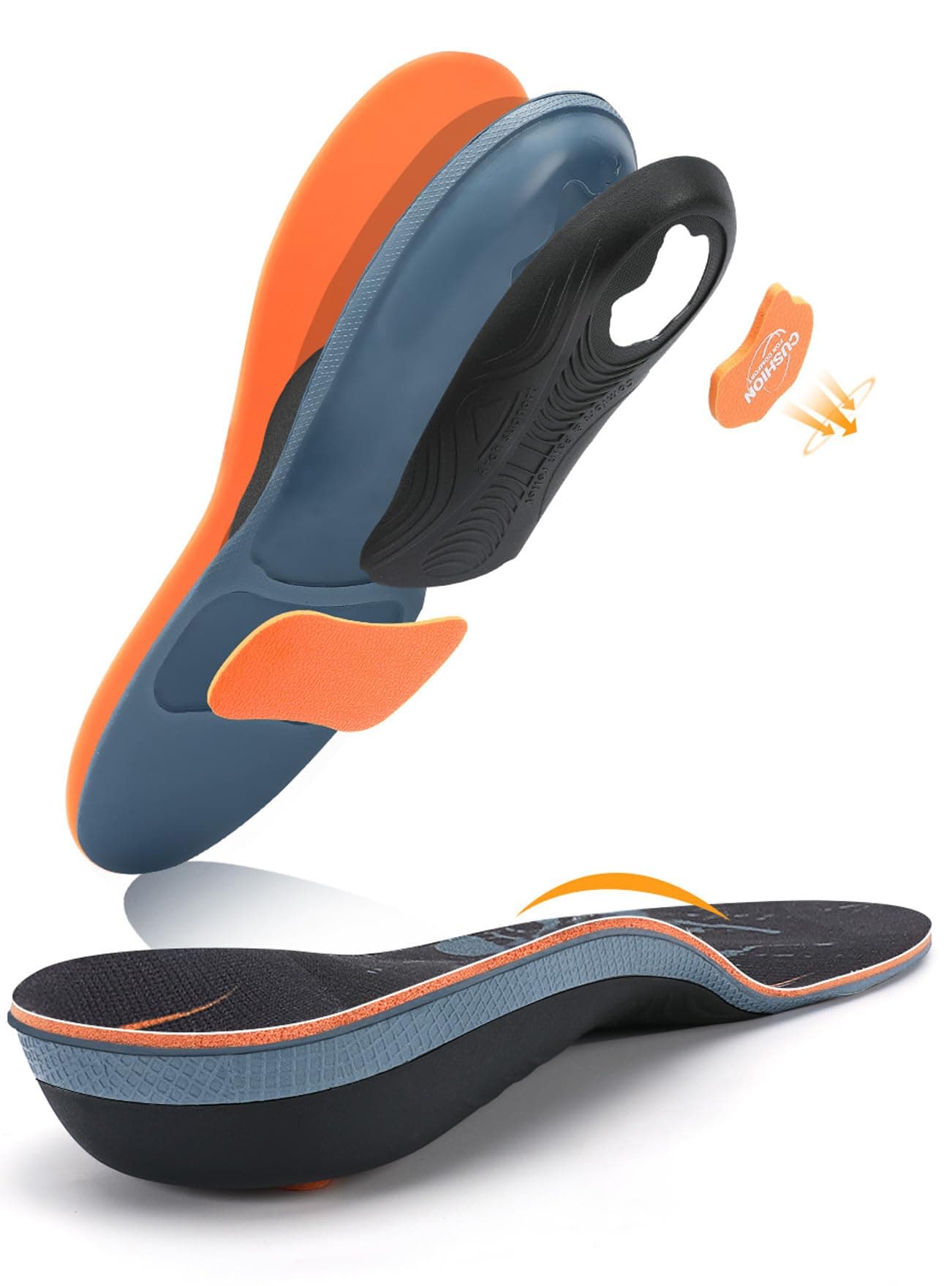Heavy Duty Arch Support Inserts for Plantar Fasciitis - Foot Pain Relief - 220+ lbs - Men & Women