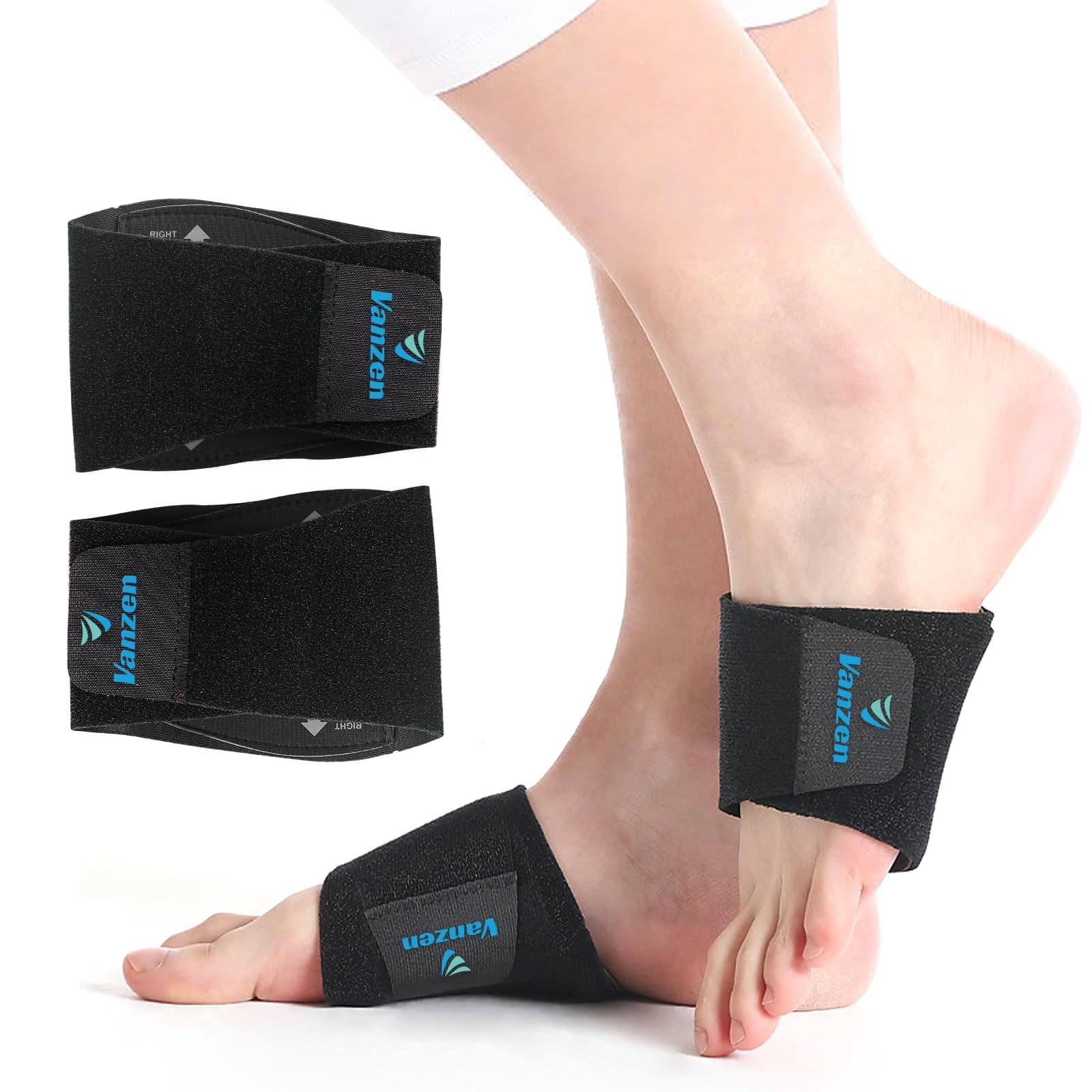 Arch Support Insoles (2PCS), Breathable Foot Support for Fallen, High, and Flat Feet - One Size, Black
