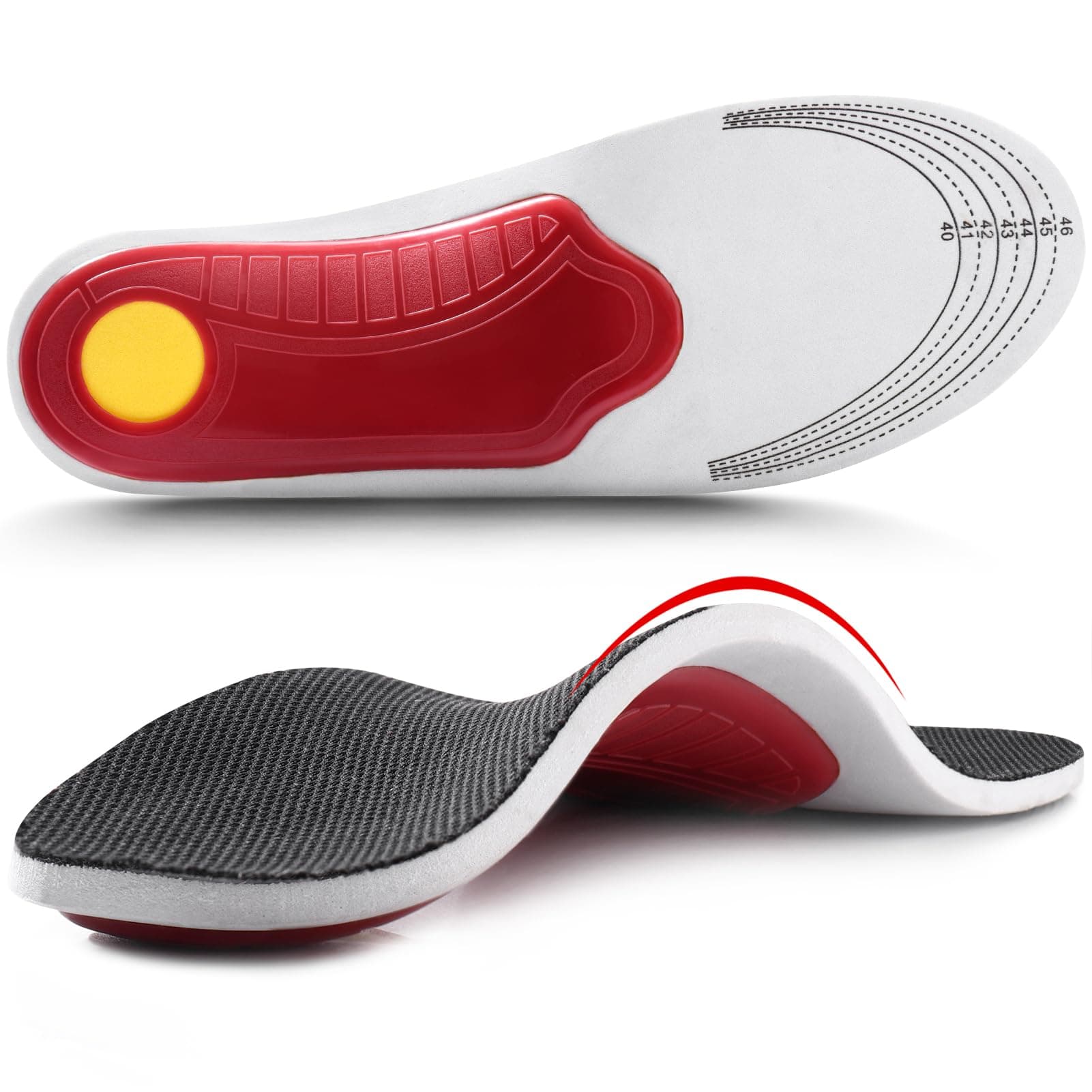 Ailaka High Arch Support Insoles for Flat Feet, Plantar Fasciitis Relief