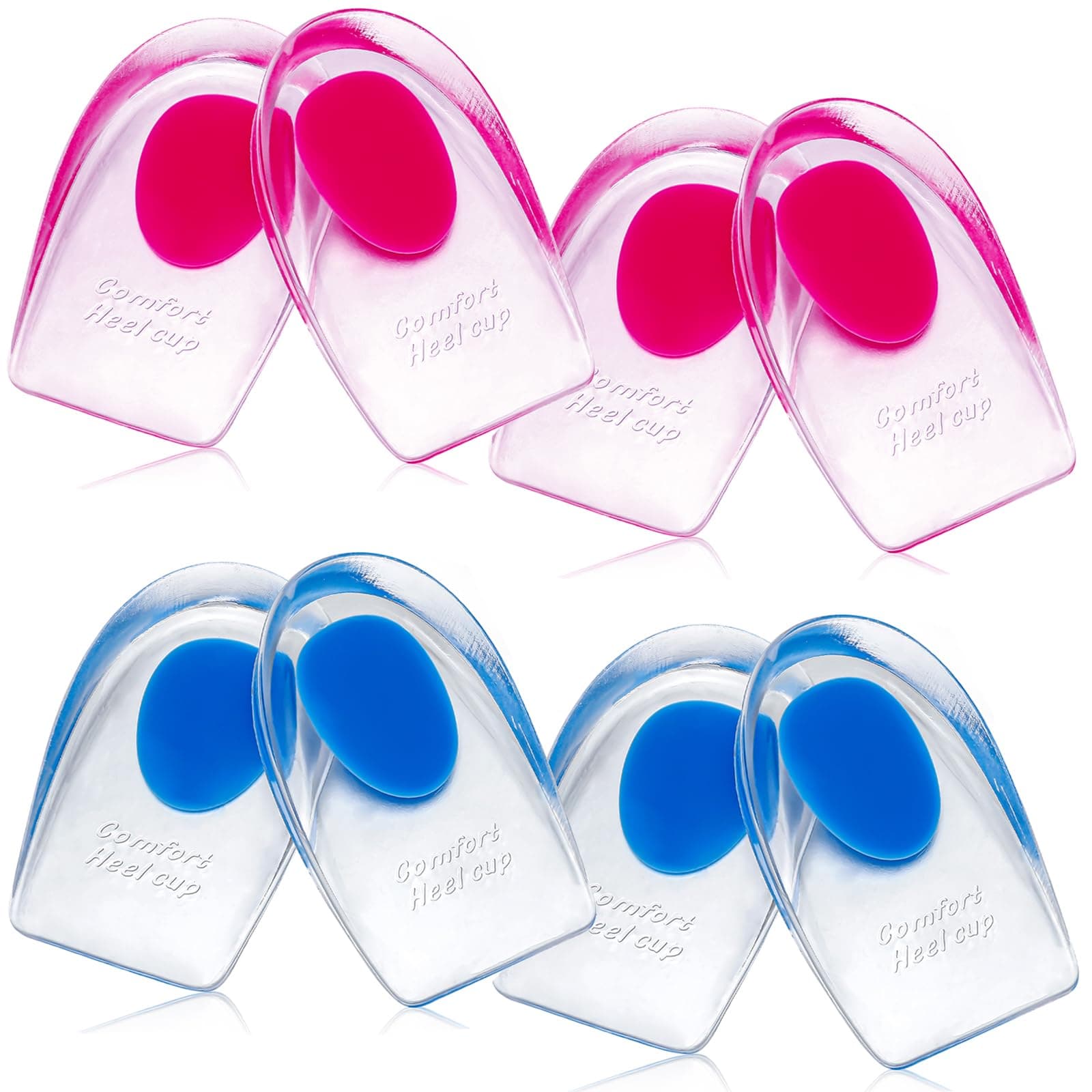 Silicone Heel Pads for Heel Pain Relief (4 Pairs, Small/Medium) for Men and Women