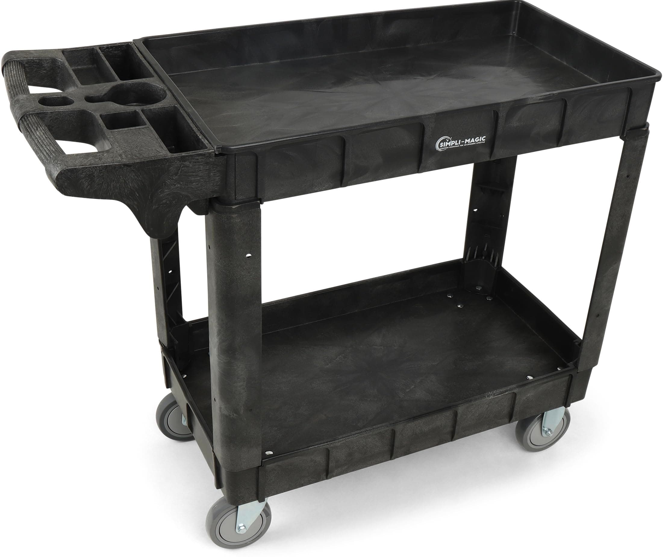 Heavy Duty SIMPLI-MAGIC Rolling Cart with Deep Shelves and Ergonomic Handle
