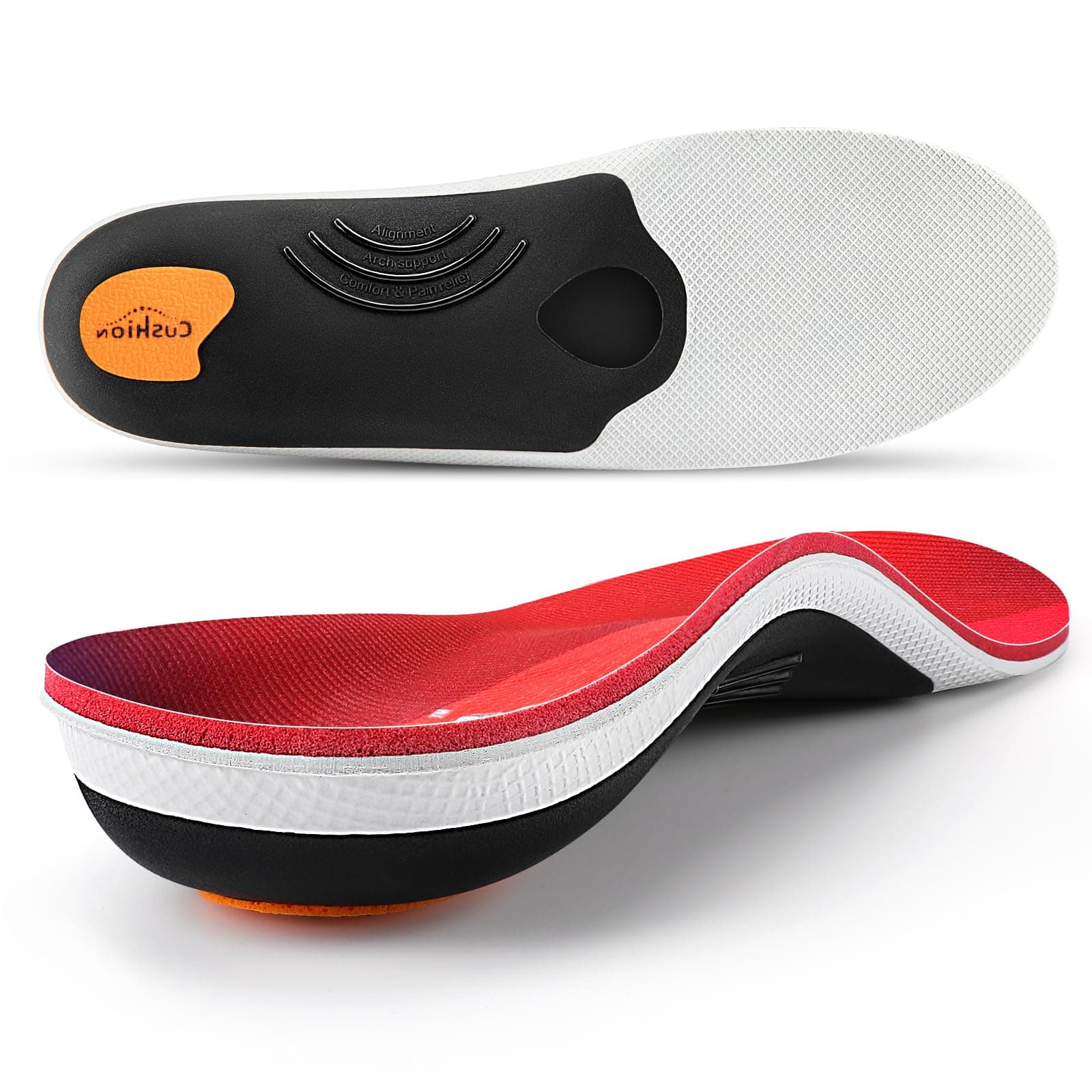 PCSsole Heavy Duty Foot Pain Relief Insoles for Flat Feet, Heel Pain & Pronation Support