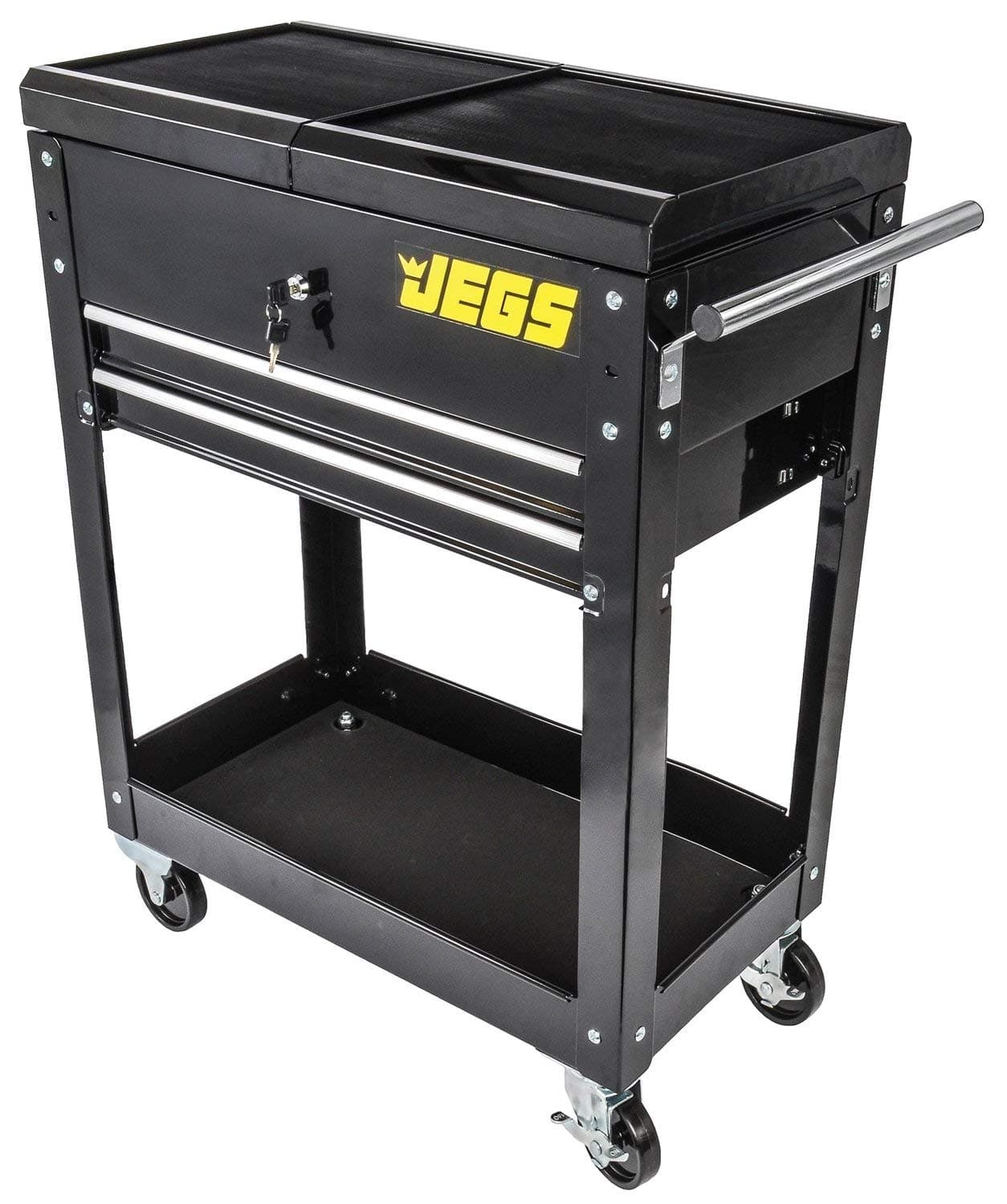 JEGS Heavy-Duty Tool Box Cart, 220 LBS Capacity, Black with Logo
