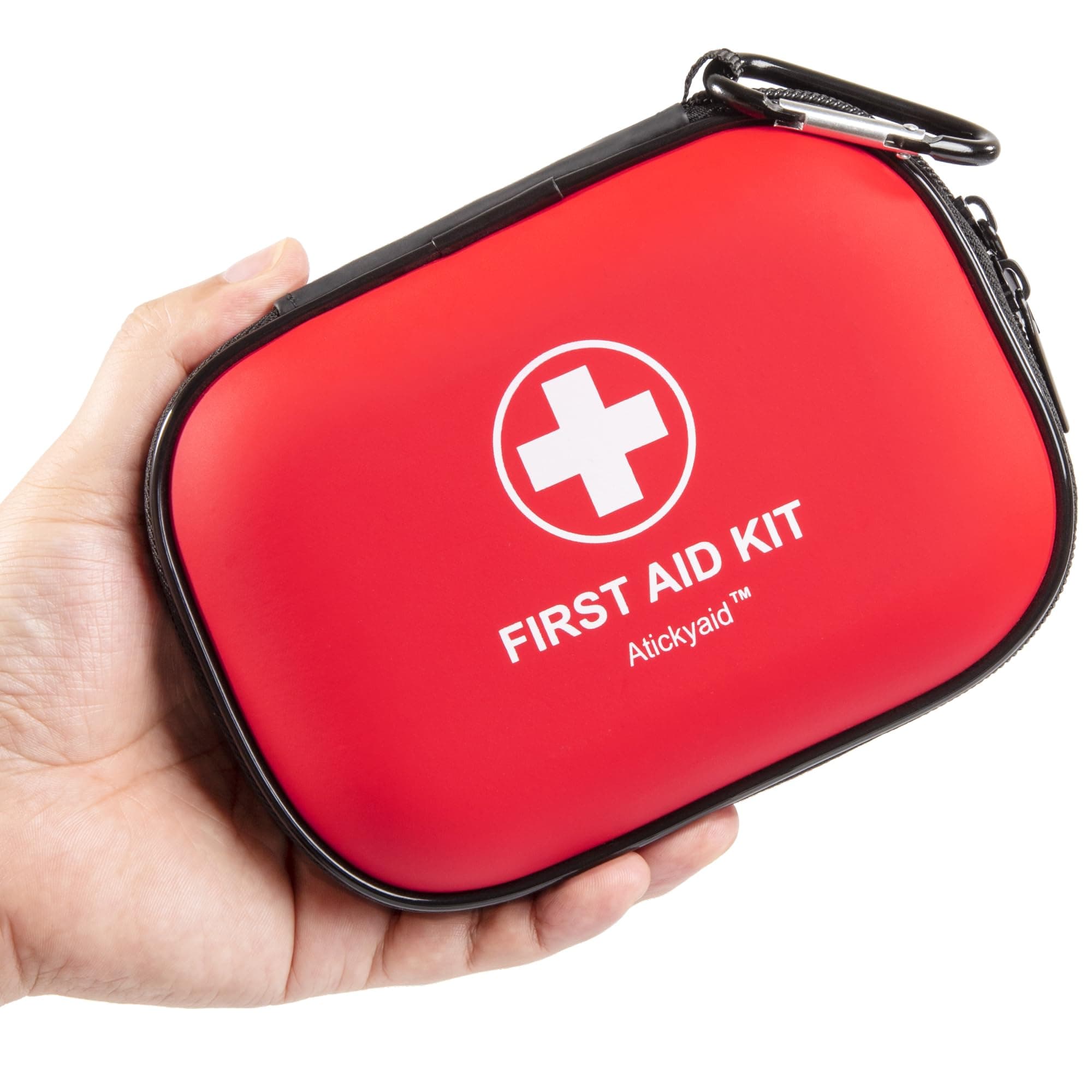 Compact First Aid Kit - 120 Piece Waterproof Medical Kit for Car, Home, Office, Travel, Camping, Sports, Outdoor, School - Emergency Supplies (Red)