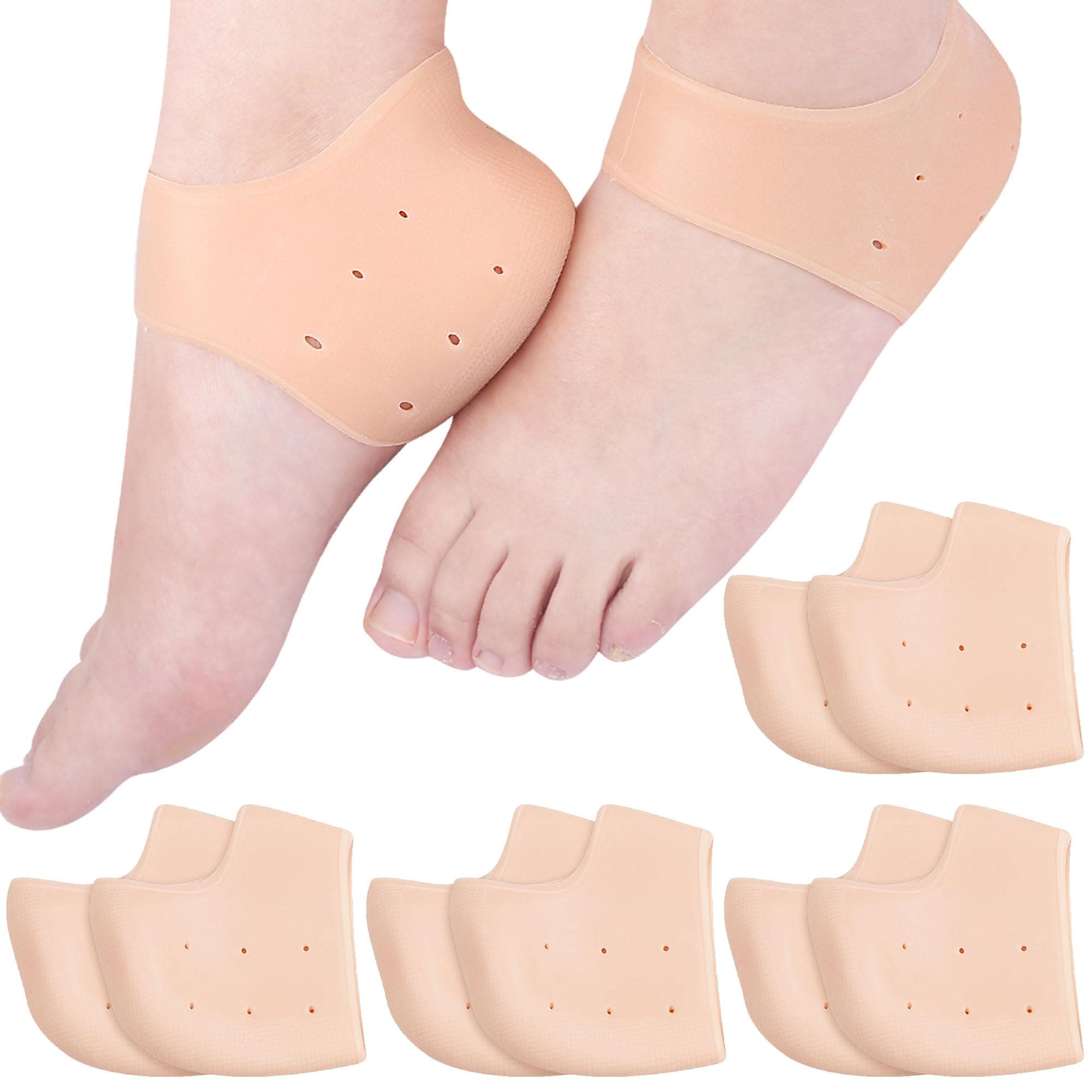 4 Pair Silicone Heel Protectors for Cracked Heels, Plantar Fasciitis Inserts