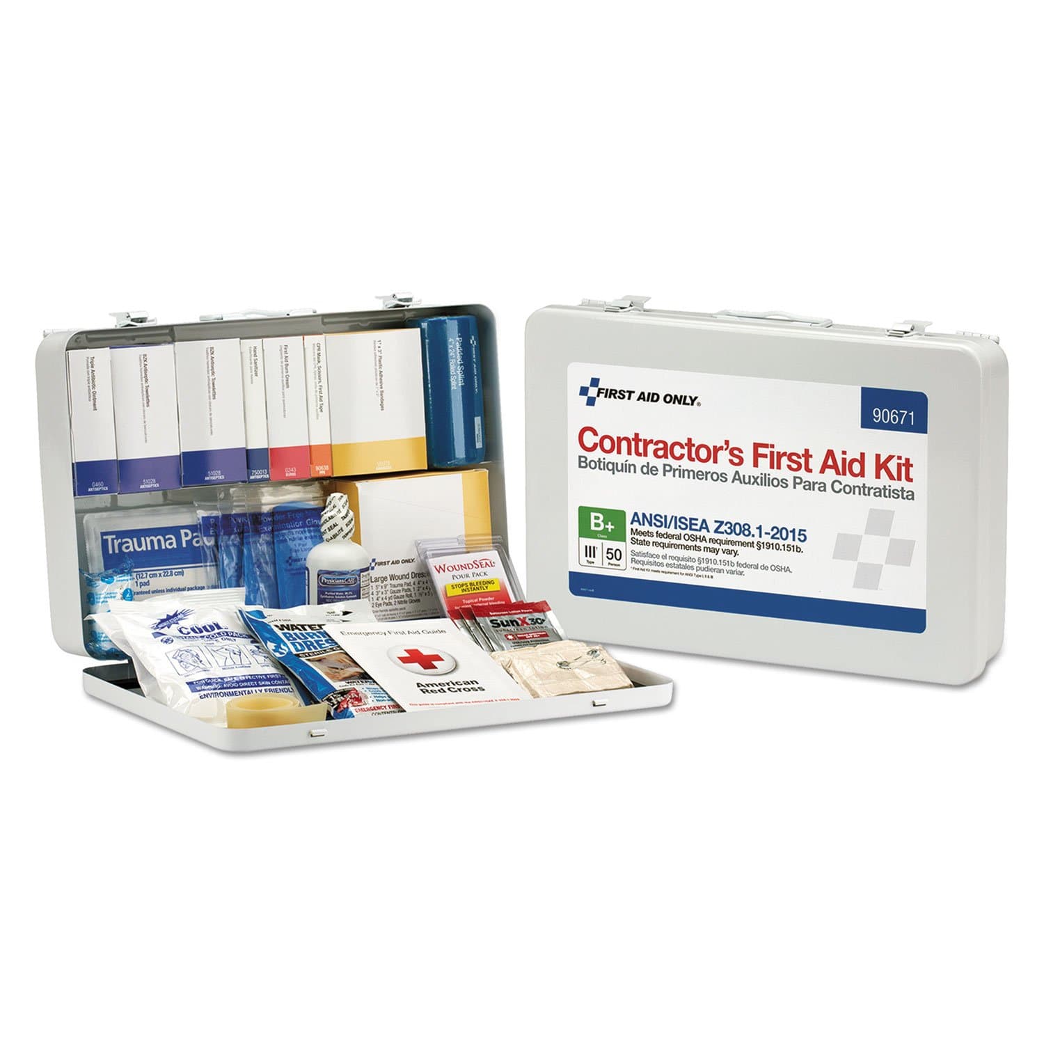 50-Person ANSI B+ Contractor First Aid Kit, Home Renovation Essential, 254 Pieces White