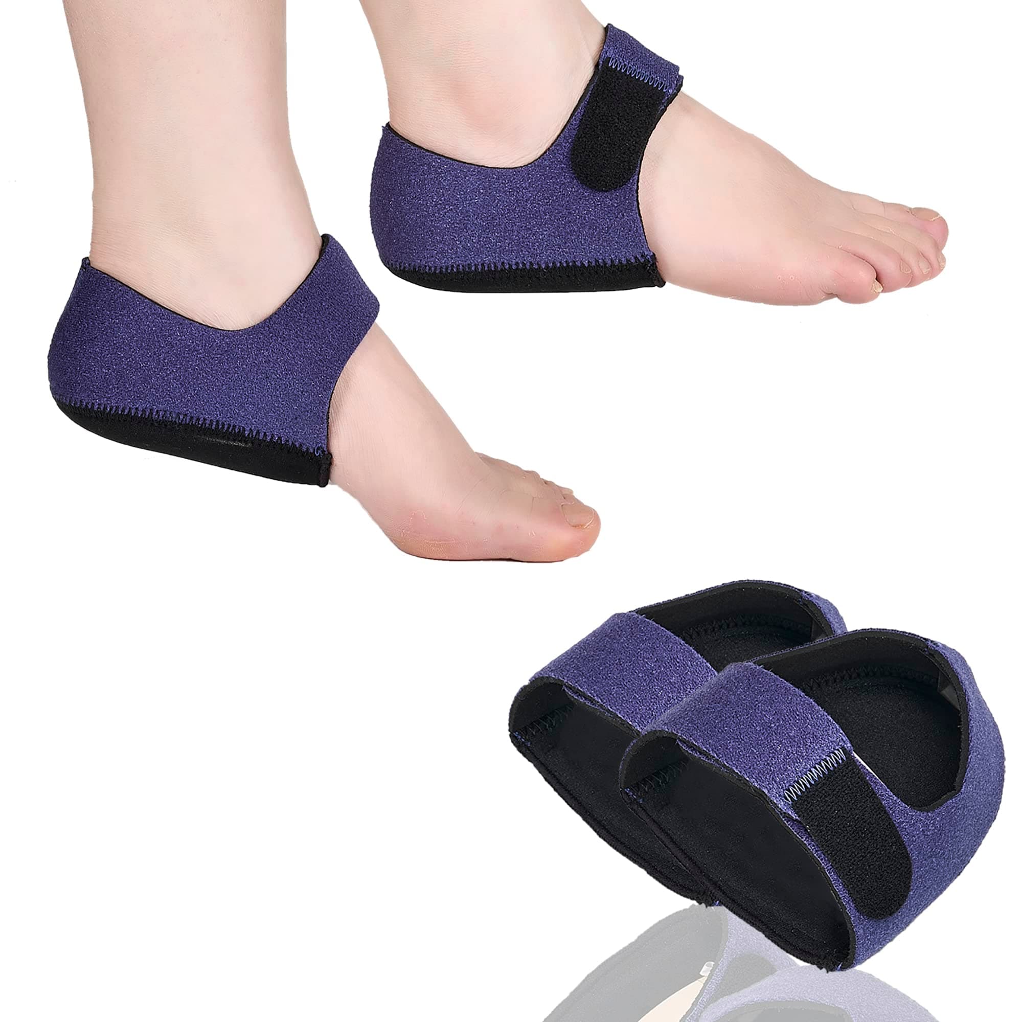 2PCS Gel Heel Protectors for Plantar Fasciitis and Achilles Tendinitis, Blue