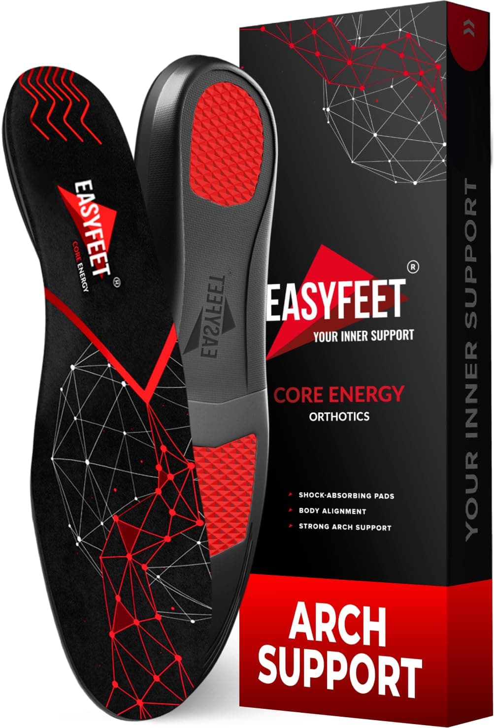 Anti-Fatigue Plantar Fasciitis Shoe Insoles - High Arch Support & Orthotics for Men & Women