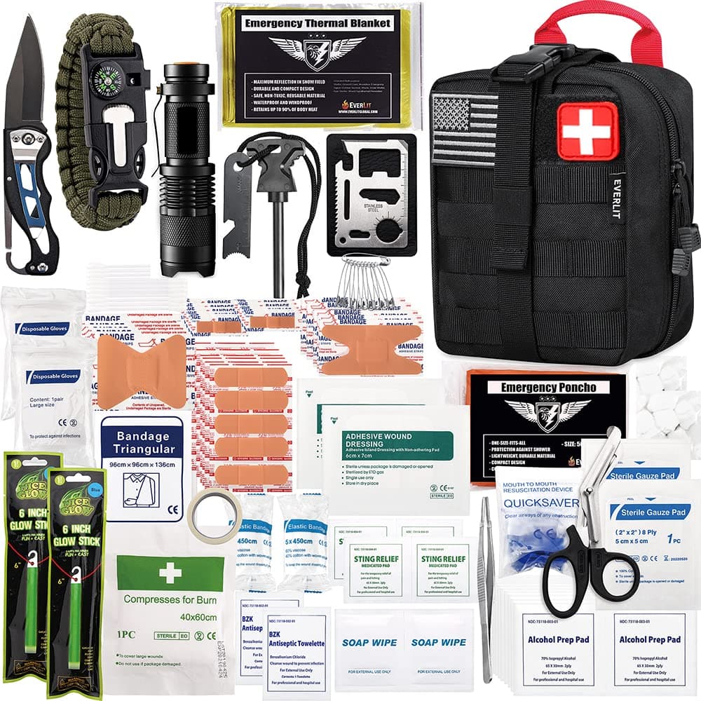 EVERLIT 250 Piece Survival First Aid Kit for Camping & Hiking