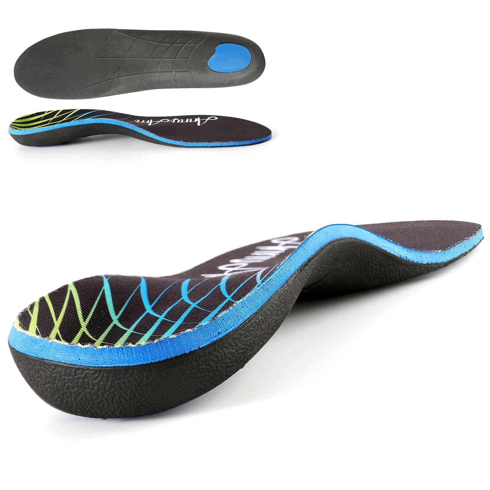 Plantar Fasciitis Relief Insoles for Men and Women Black (Men 4-4.5 | Women 6-6.5)