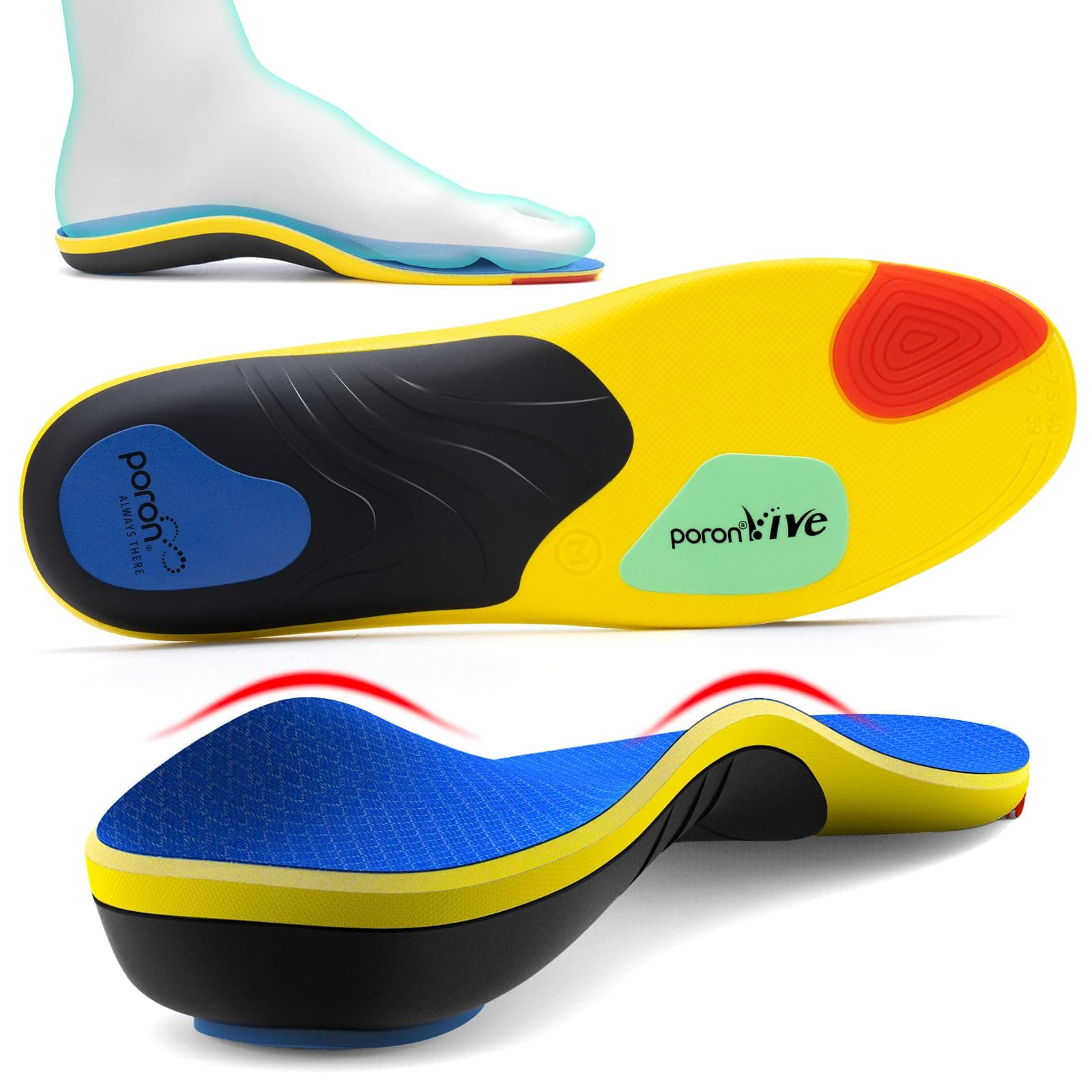 Heavy Duty Plantar Fasciitis Insoles for Men & Women - Arch Support & Foot Pain Relief L
