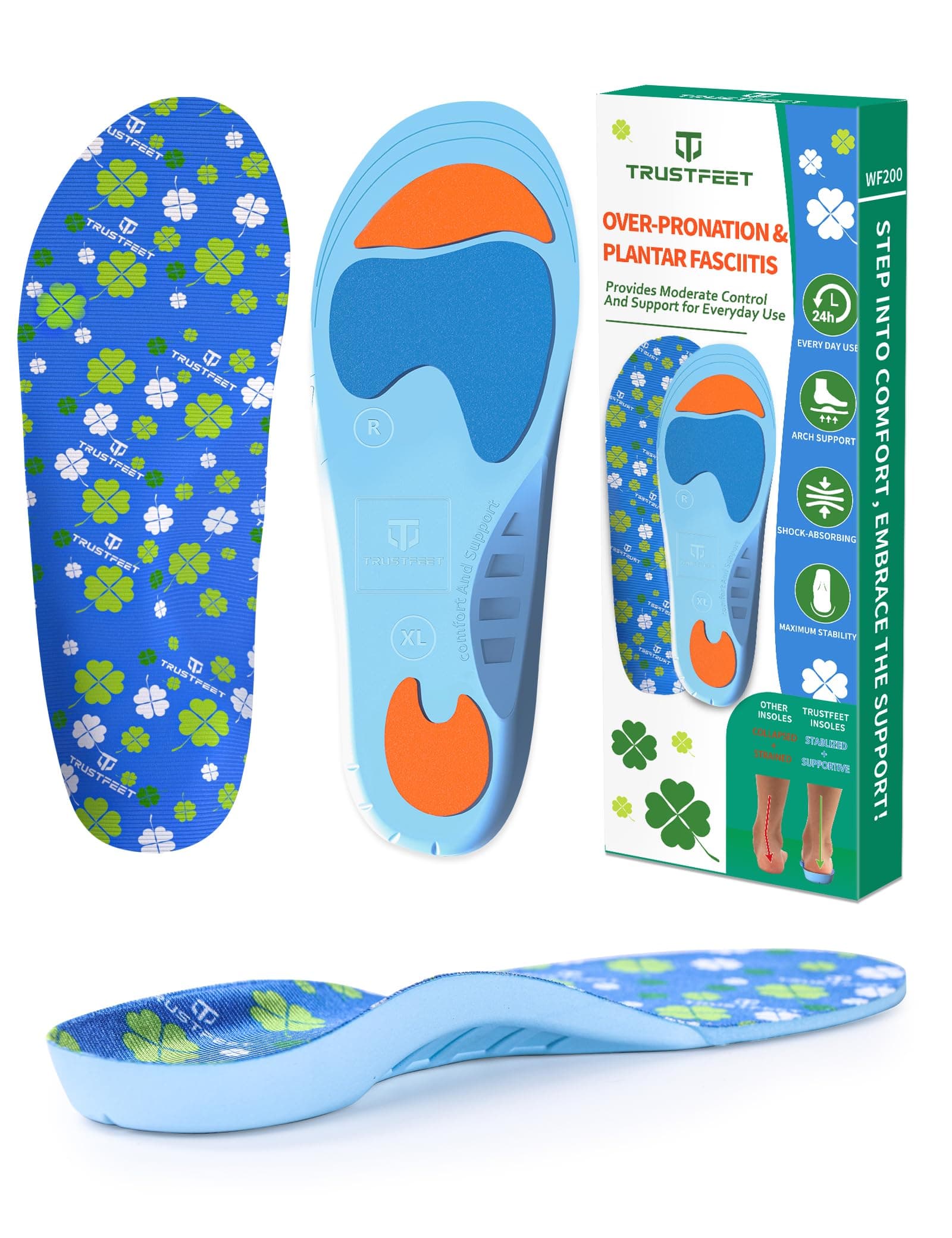 XXL Orthotic Insoles for Plantar Fasciitis and Over-Pronation Relief