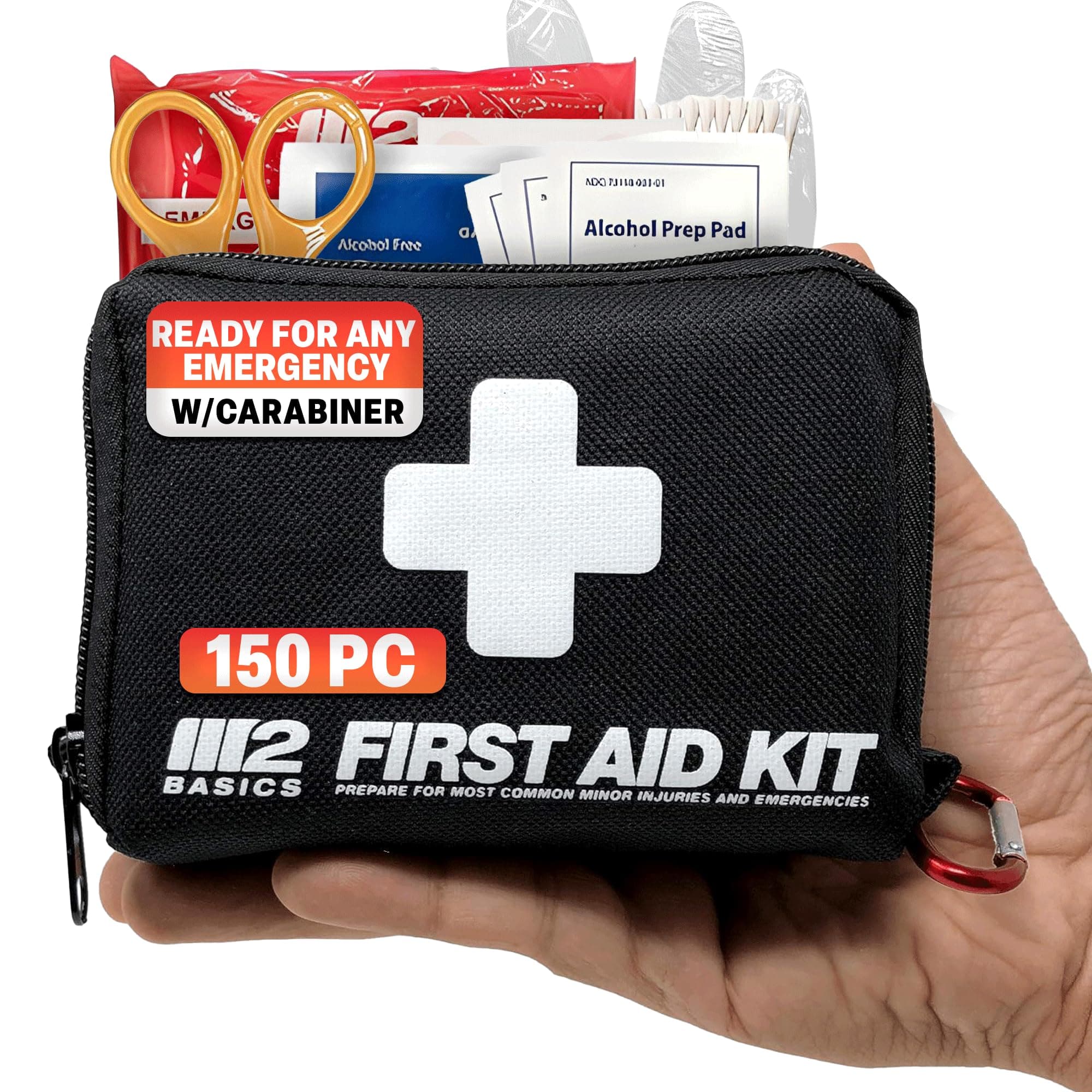 M2 Basics All-Purpose 150 Piece First Aid Kit | Car, Travel, Home, Hiking, Camping, Survival