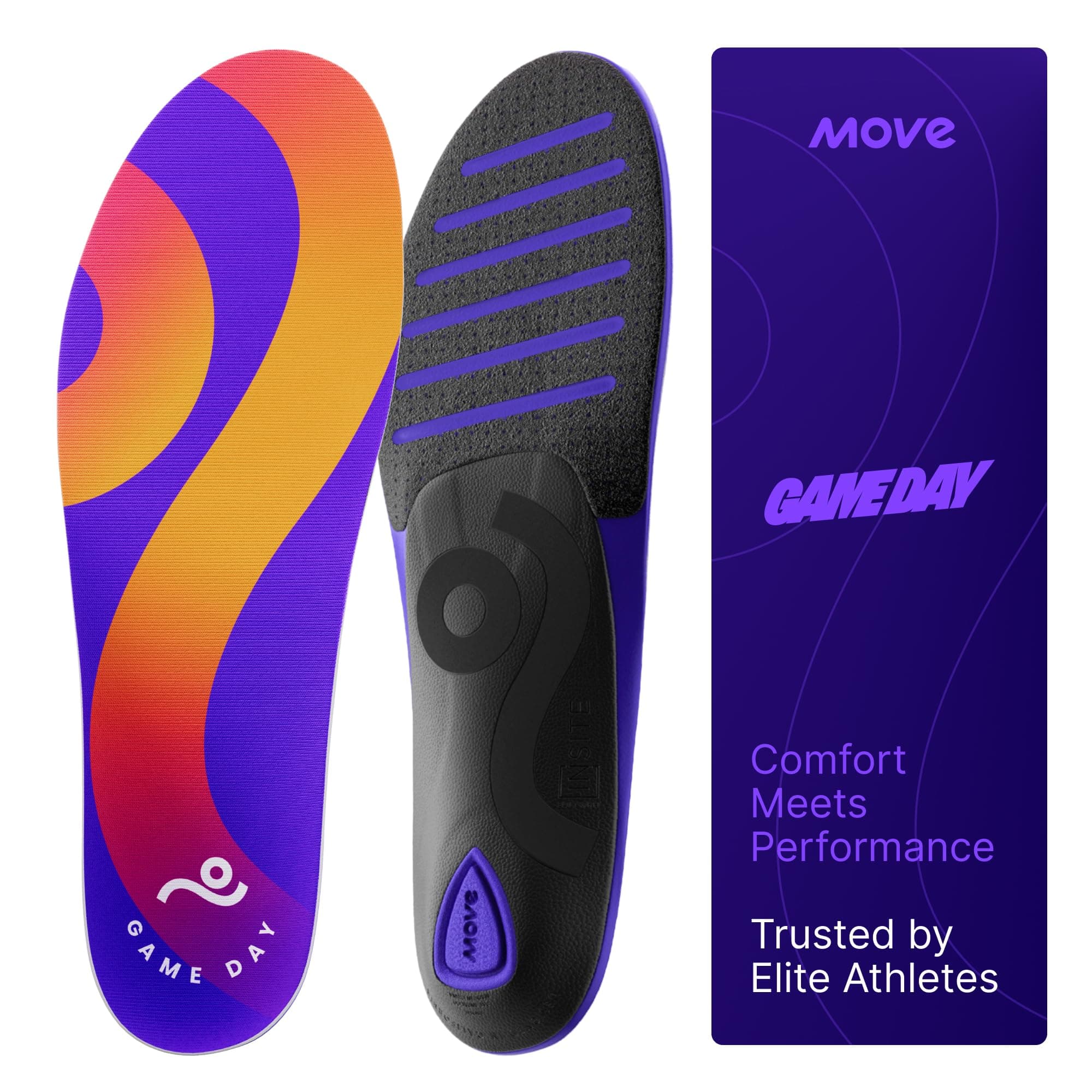 Move Game Day All-Purpose Support Insoles - Plantar Fasciitis, Running, Shock Absorption