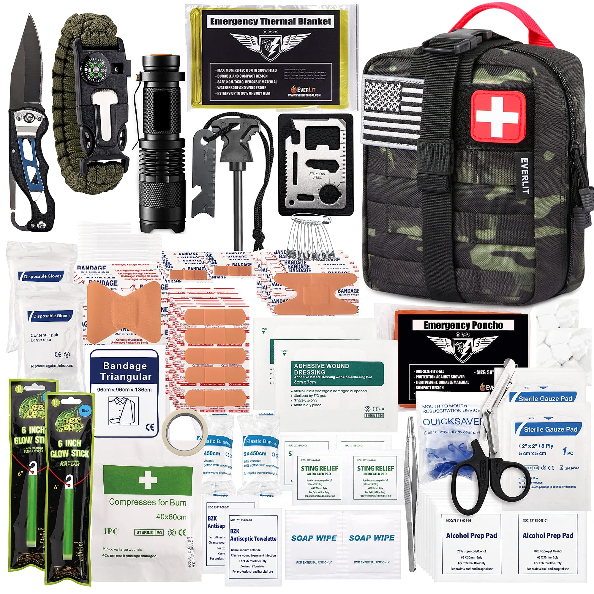 250 Piece Survival First Aid Kit for Outdoor Emergencies