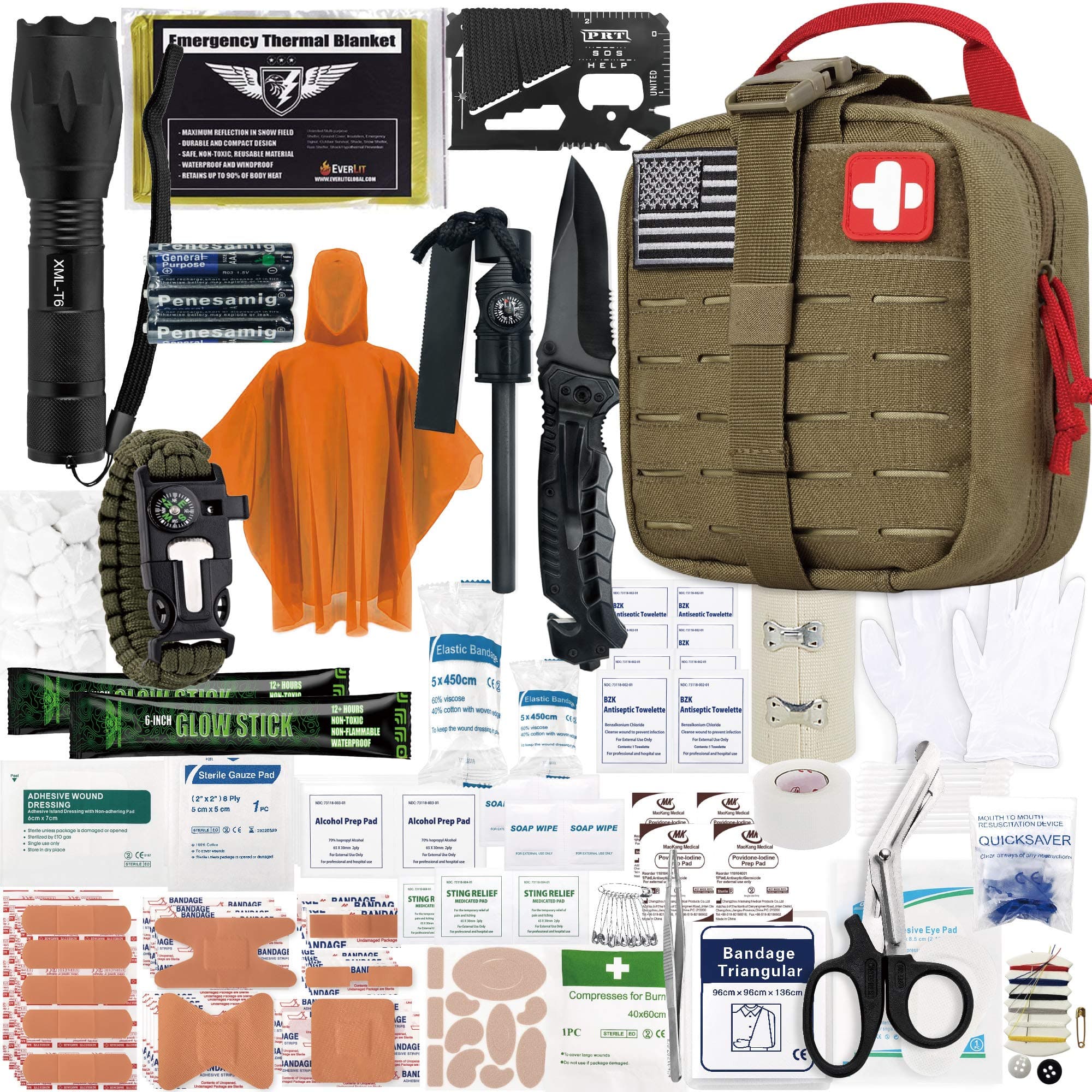 EVERLIT Upgraded Survival First Aid Kit with 1000D Nylon Pouch for Emergency, Outdoor, and Home Use