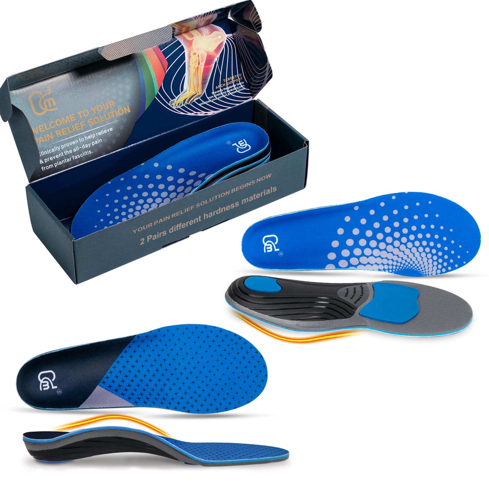 Plantar Fasciitis Relief Insoles for Men with High Arch Support