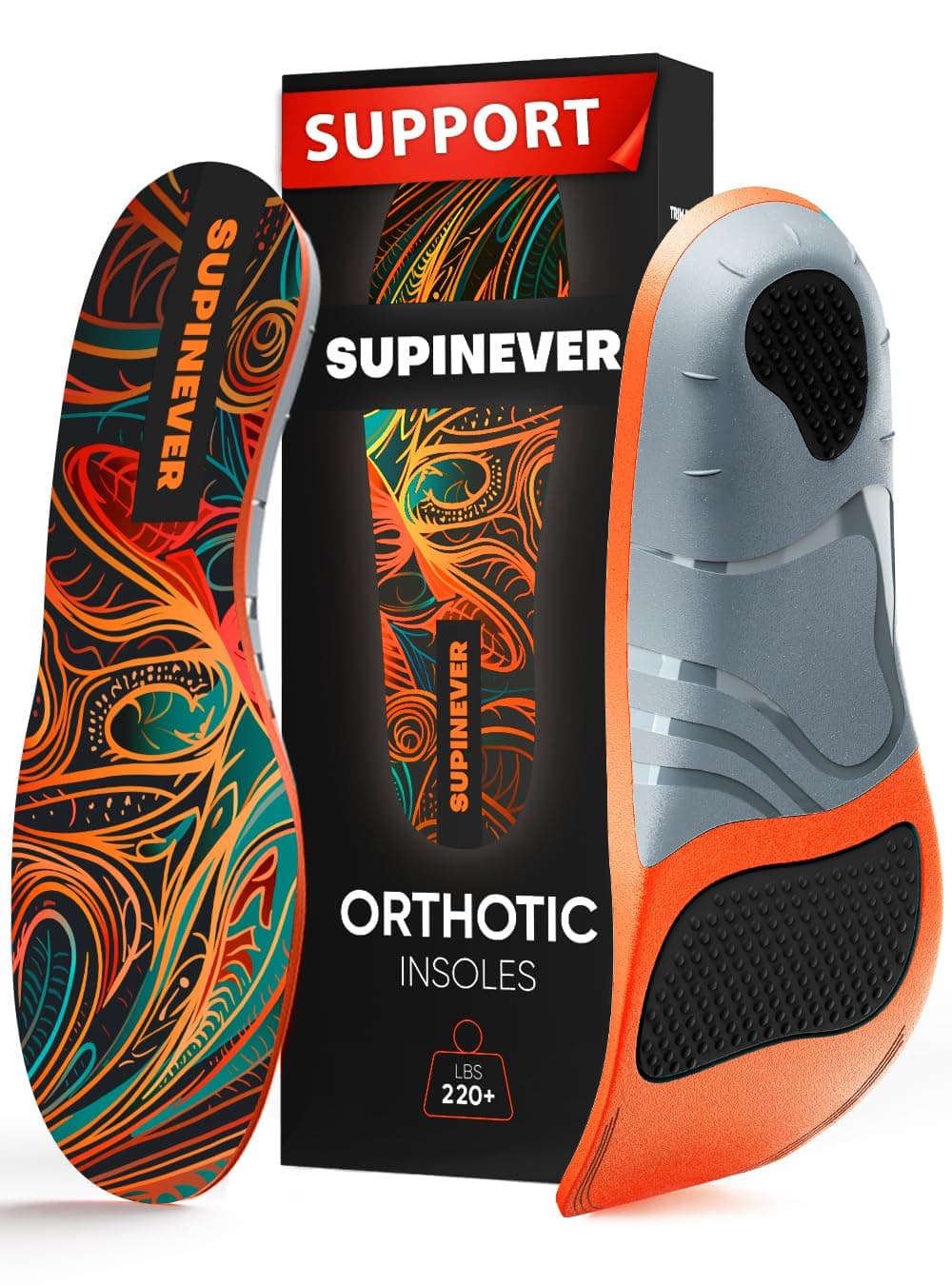 High Arch Support Plantar Fasciitis Insoles for Work Boots and Shoes (XL)
