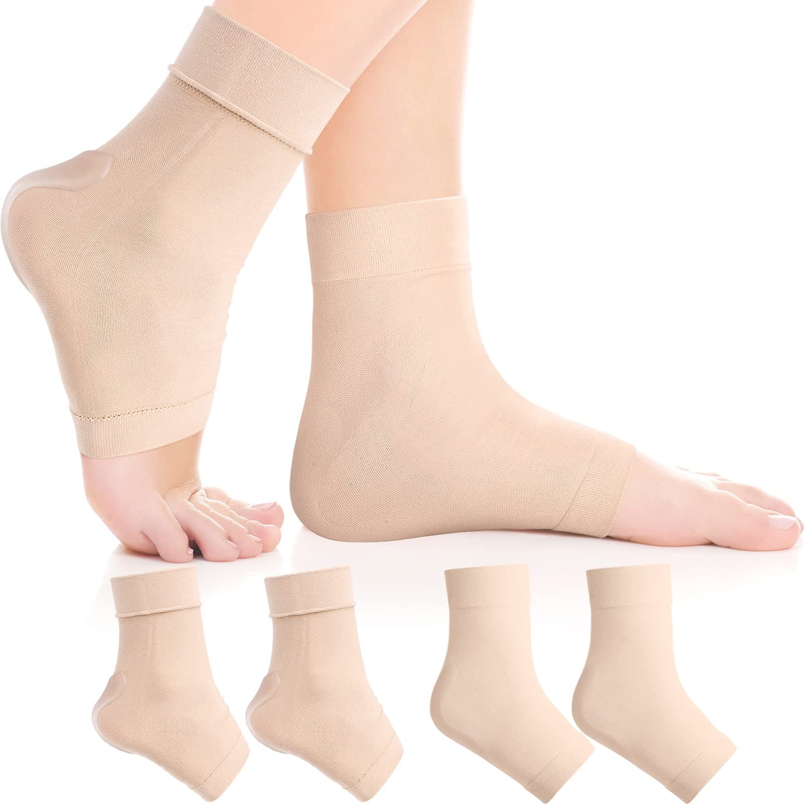 Eurzom Light Brown Compression Gel Heel Sleeve for Achilles Tendonitis