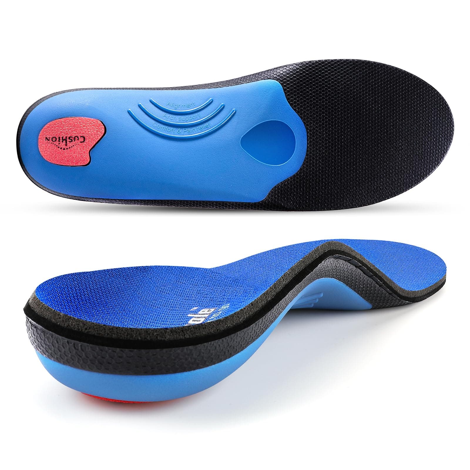 PCSsole Heavy Duty Arch Support Insoles for Plantar Fasciitis, Flat Feet, and Heel Pain Relief